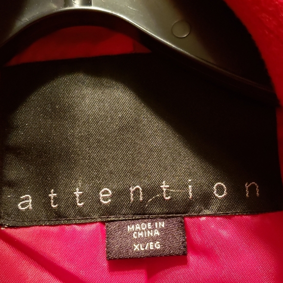 ATTENTION RED WOOL/RAYON SWING COAT SZ XL - Picture 5 of 8